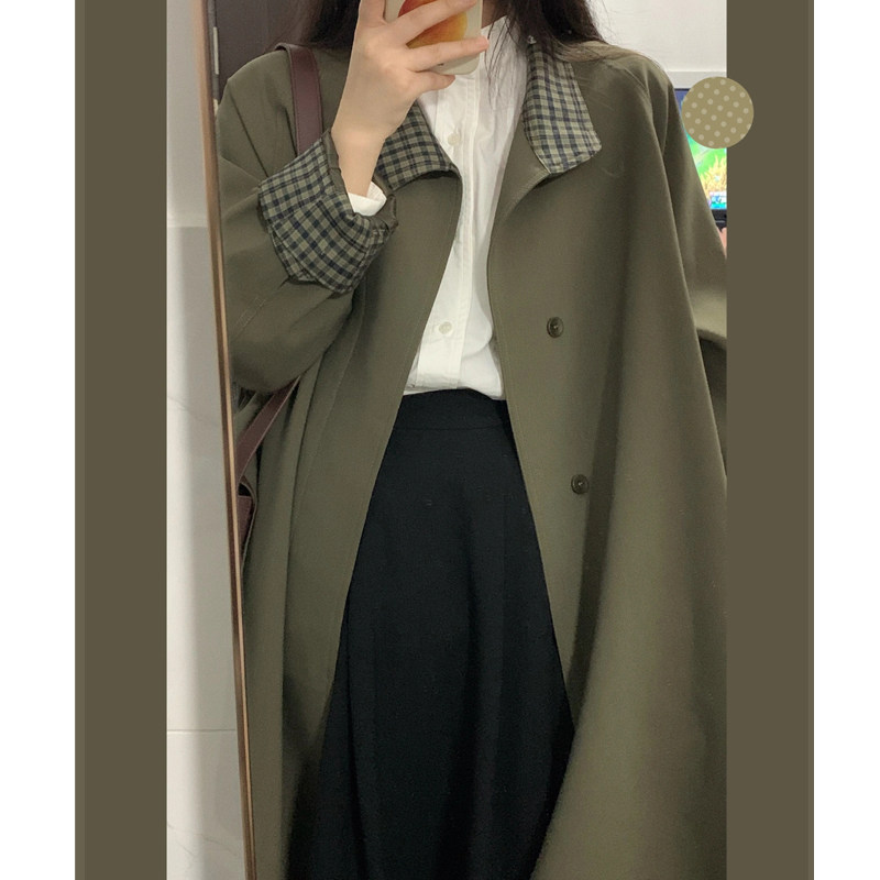 Windcoat jacket Girl 2022 The new spring and autumn Season small taller coat this year's popular medium-long version of advanced senses Korean