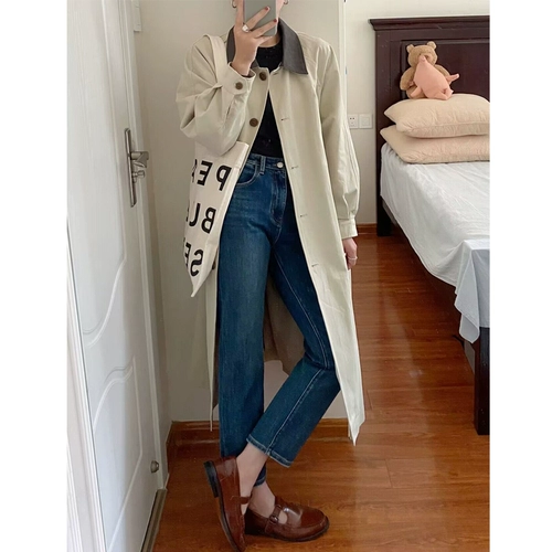 Плащ, куртка, осеннее длинное японское пальто, коллекция 2023, подходит для подростков