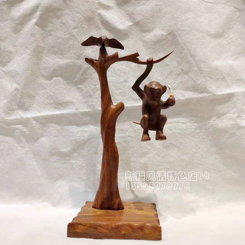 Wood Monkey Pakistan Wood Carving Birthday Gift Monkey Craft Ornament Handicraft Wood Carving Products Wood