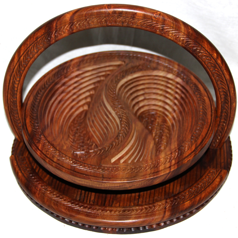 Fruit basket Pakistani wood carving wooden fruit plate
