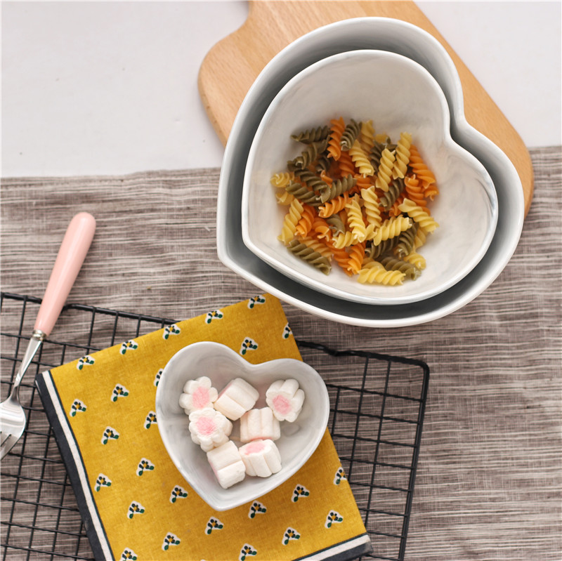 Marble ceramic love bowl creative fruit salad bowl bubble noodle bowl soup bowl dessert vegetable bowl sauce plate