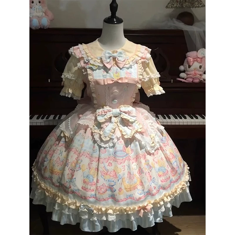 Летняя милая юбка, стильLolita, полный комплект