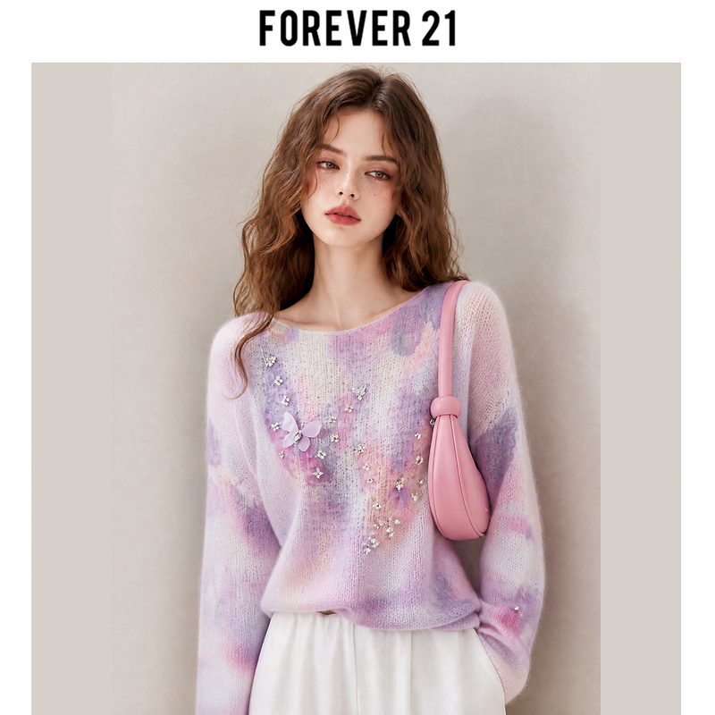Forever 21 Purple 2026 Autumn New Knit Sweater Celebrity Style Official Same Style Texture Preppy Style