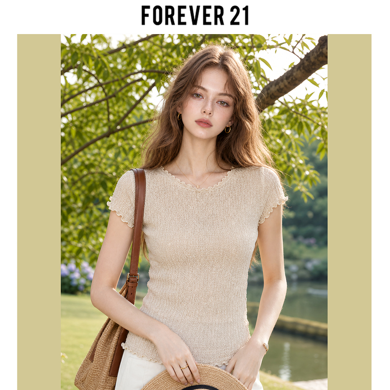 Forever 21 Milk Tea Color 2026 Summer New Sweater Celebrity Style Casual Women's Fashion Trendy Hot Girl Korean Style Forever 21 Milk Tea Color 2026 Summer New Sweater Celebrity Style Casual Women's Fashion Trendy Hot Girl Korean Style