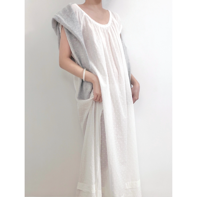 Jimjam Pajamas·Vire Organic Cotton Cut-Out Polka Dot Nightgown Southern French White Pure Cotton Dress