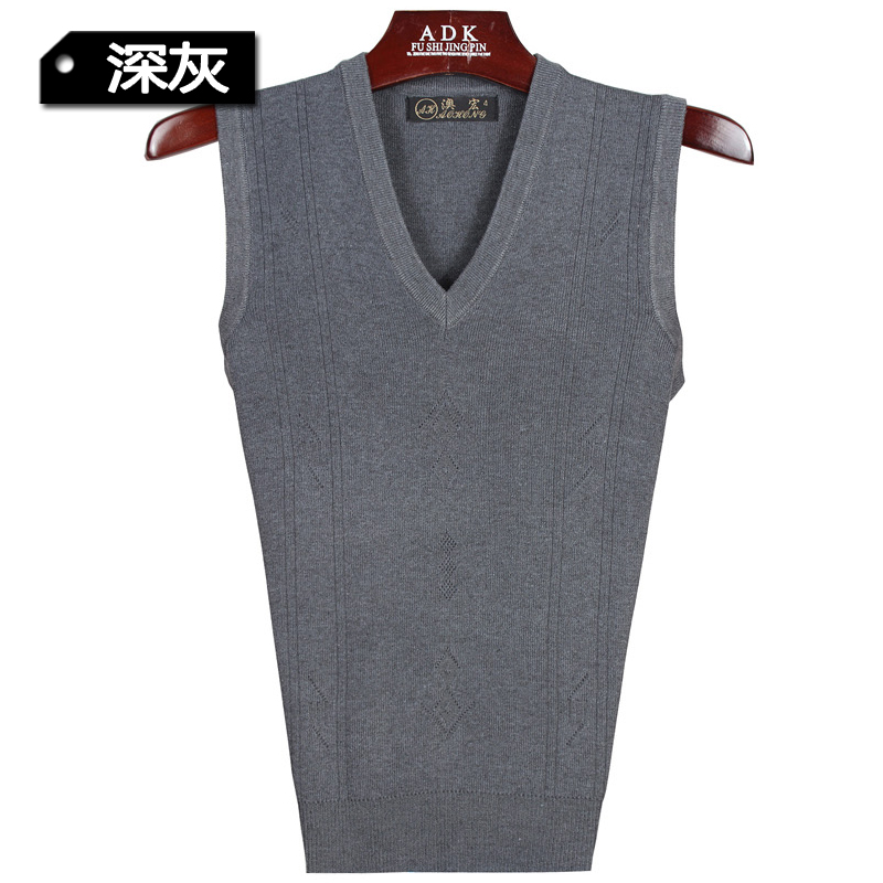 Mùa thu và mùa đông trung niên áo len nam áo len cổ chữ V áo len màu rắn nam vest công sở áo khoác nam trung niên