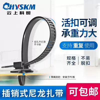 Plug type reusable nylon cable tie self-locking anti-aircraft head car harness wire fixing buckle