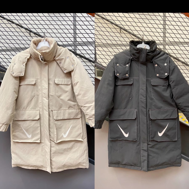 Hua Hua Outlet Authentic Nike Women's Mid-Length Hooded Checkmark Jacket down Coat Fv8167