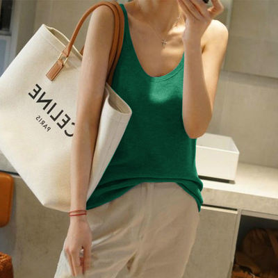 Outstanding temperament, soft and smooth, thin low round neck 100% cashmere halter base layer, women's vest in multiple colors