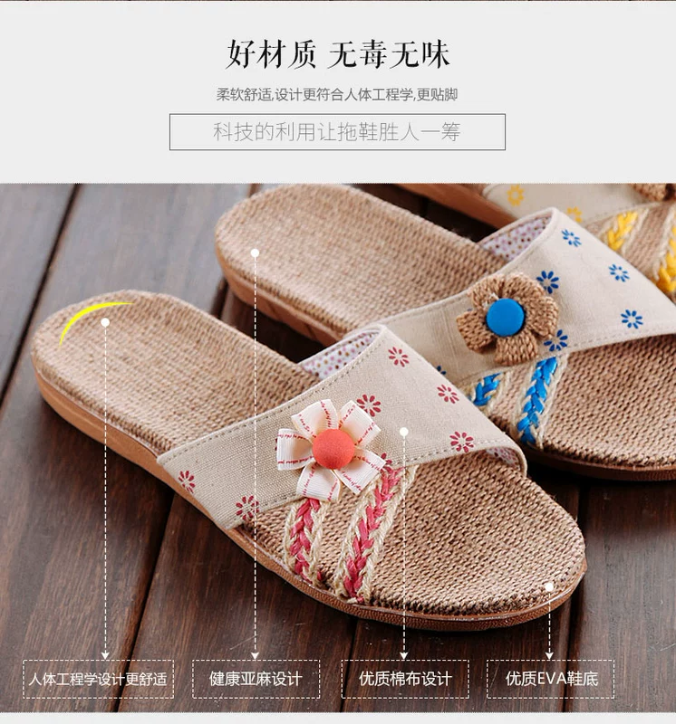 dép mùa hè và dép nữ mùa hè cặp đôi dễ thương sàn nhà trong nhà linen nhà bông trượt đàn ông Hàn Quốc - Trang chủ