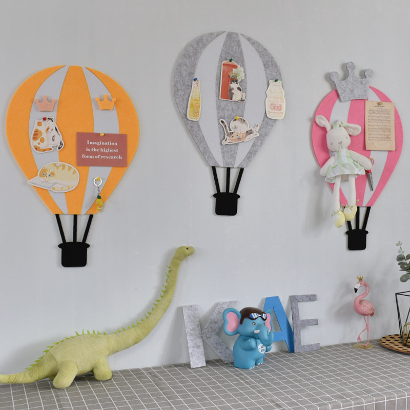 Photo Wall Free Punch Ins Wind Hot Air Balloon Self Adhesive Mesh Red Creative Room Decorated Wall Panel Personality Background Board