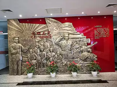 Sandstone glass fiber material Red Army relief Long March spirit sculpture Long March figure relief Court background wall
