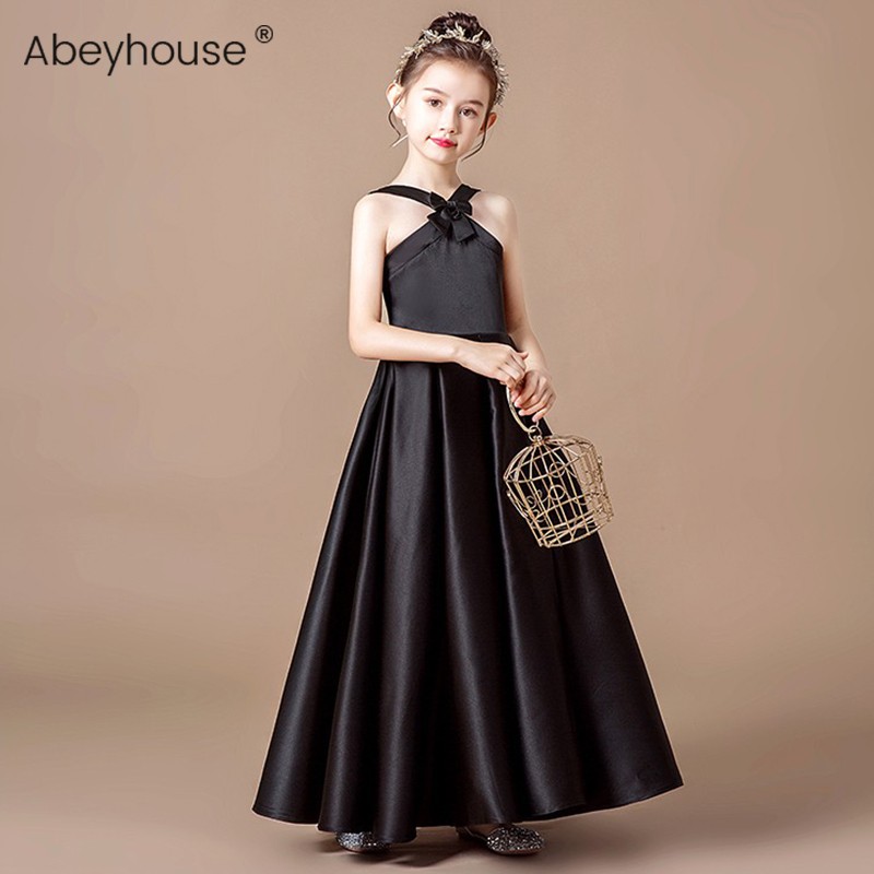 Girls high-end evening dress black piano costumes little girl annual meeting host dress orchestra chorus command clothes