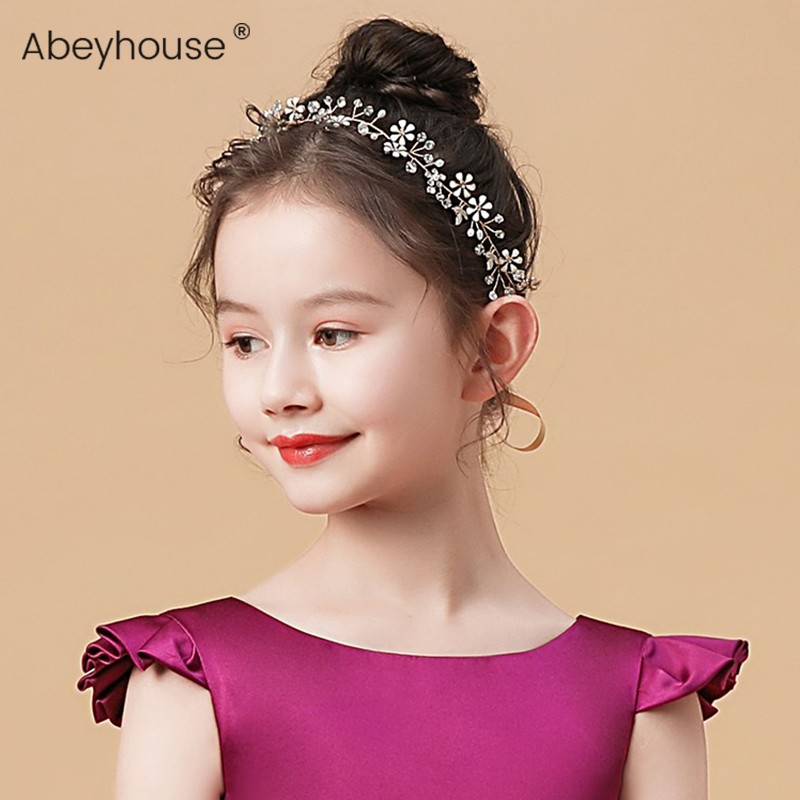 Girls original high-end hair accessories children's dress accessories flower girl double row pearl headwear fashion simple super fairy headband