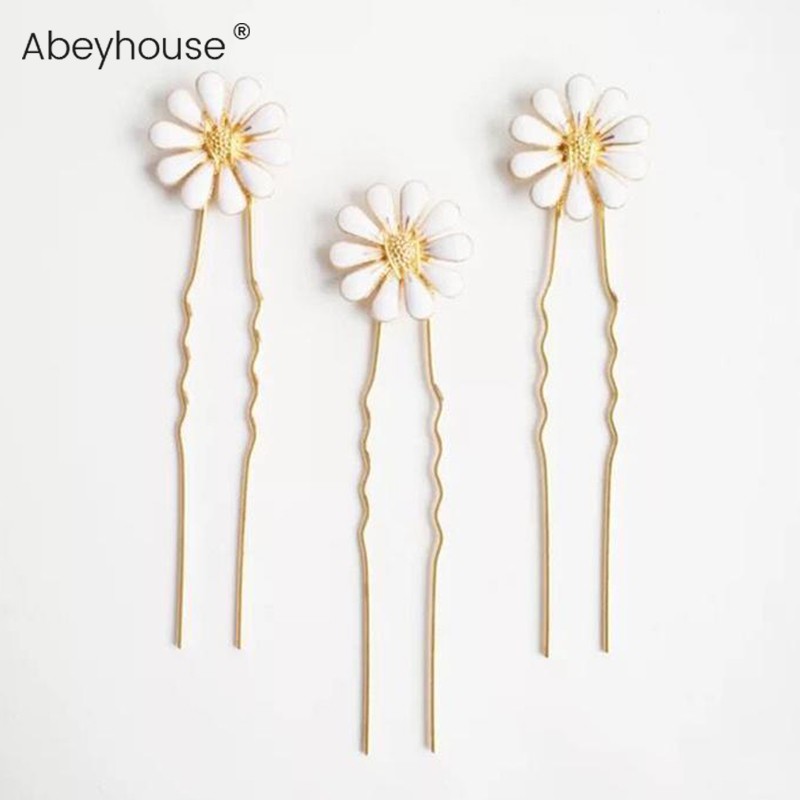 Handmade hair accessories children's headwear fresh daisy hair fork bride bridesmaid flower headwear children's hairband accessories