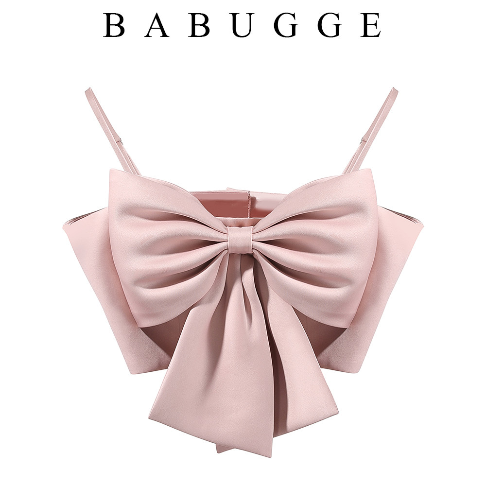 Korean version of the goddess Van Harness Vest Woman Sashimi butterfly knot short sleeveless shirt 20 Summer new blouse