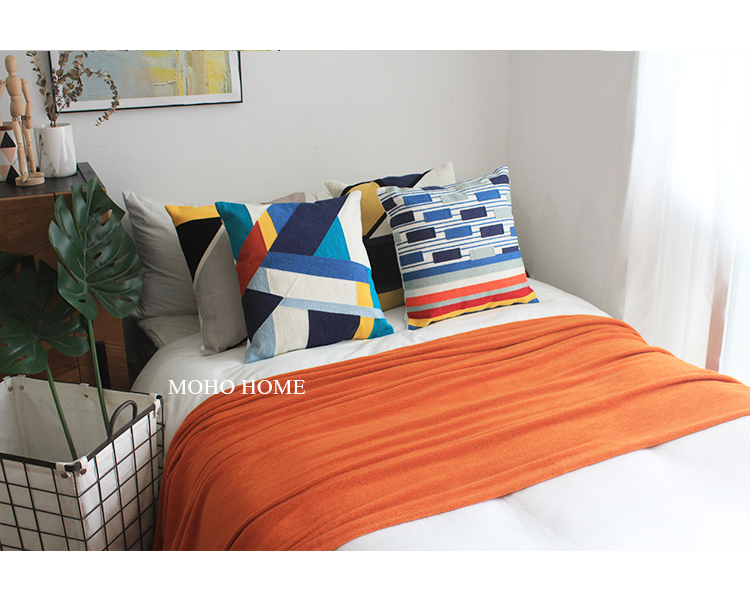 Bắc Âu INS Candy Màu Cotton Gối Mô hình Phòng Sofa Trang trí Đệm Hình học Sản phẩm mới đơn giản - Trở lại đệm / Bolsters gối kèm chăn