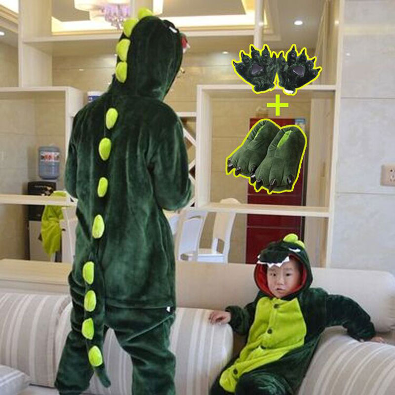 Dinosaur clothes pajamas children winter homewear boys jumpsuit baby animal cartoon female big boy flannel