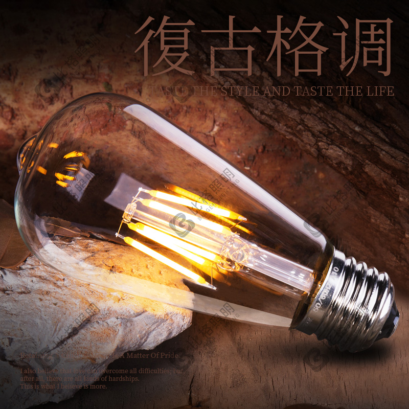 LED Edison Light Bubble Retro Nostalgia E27 large screw warm yellow light fabricated tungsten wire lamp dragon bead creative art ST64