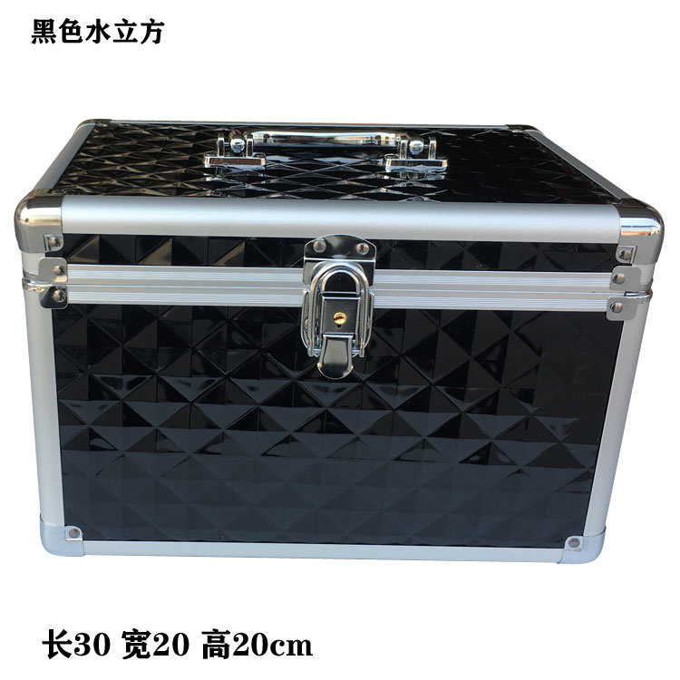 Makeup pack large capacity high-end portable aluminum alloy cosmetic box double layer toolbox handheld lock box