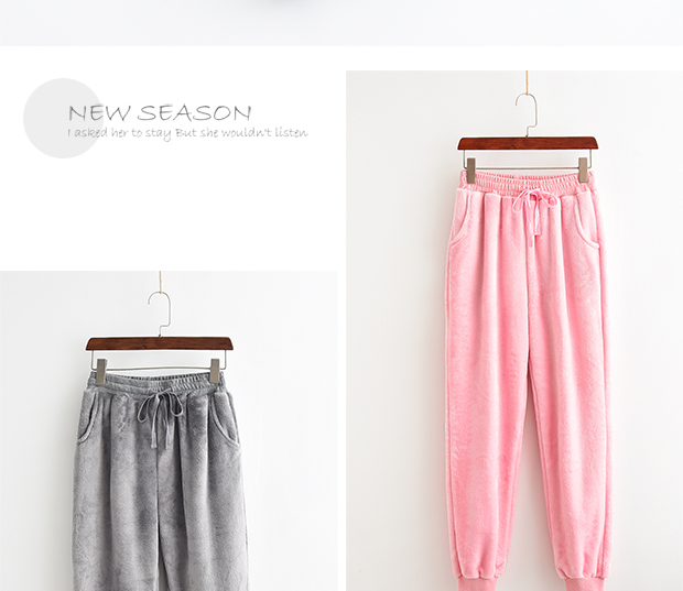 Mùa thu và mùa đông cặp vợ chồng flannel đồ ngủ nam và nữ mùa đông dày ấm cộng với quần nhung nhà san hô nhung lỏng quần nhà quần dài nữ
