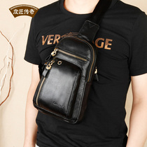 New mens chest bag genuine leather inclined cross man bag Single shoulder bag Leisure inclined satchel bag Bag Backpack Trend Boys
