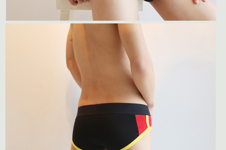 [Xuanyue] Đồ lót cotton nam, màu sắc phù hợp với quần short nhỏ, thắt lưng thấp, túi lồi chữ U lớn, quần short nam thanh niên đồ lót nam nữ