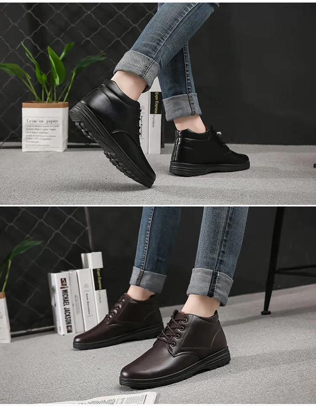 Giày cotton nam mùa đông 2018 giày nam cộng với nhung dày ấm áp Giày cotton nam mùa đông giày cao giúp giày mùa đông