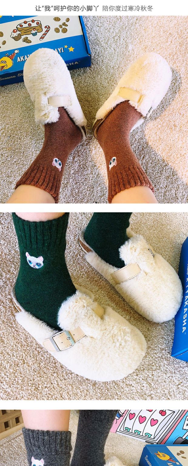 Mới mèo đơn giản Cô gái Nhật Bản rắn màu ống hoang vớ cotton đại học gió mùa đông dày vớ vớ vớ vớ off white