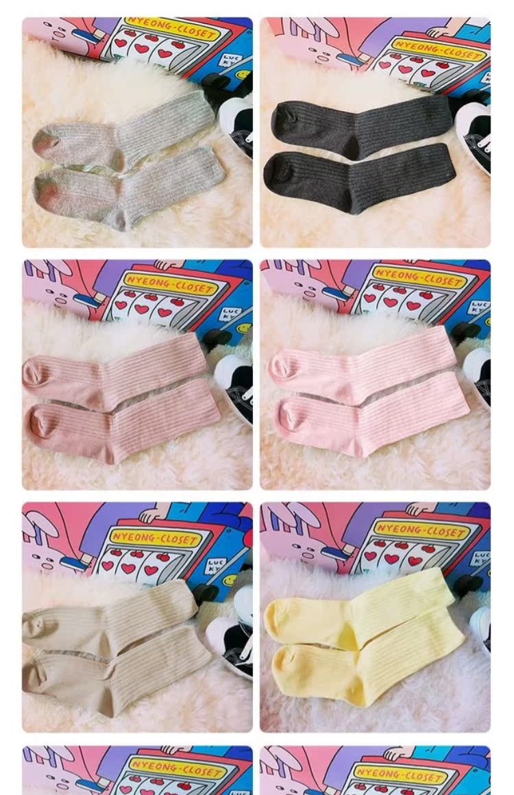 Hàn Quốc lưới màu đỏ phong cách Harajuku vớ cotton ống vớ sinh viên vớ nhỏ tươi vớ vớ mùa đông đan phụ nữ vớ giãn tĩnh mạch