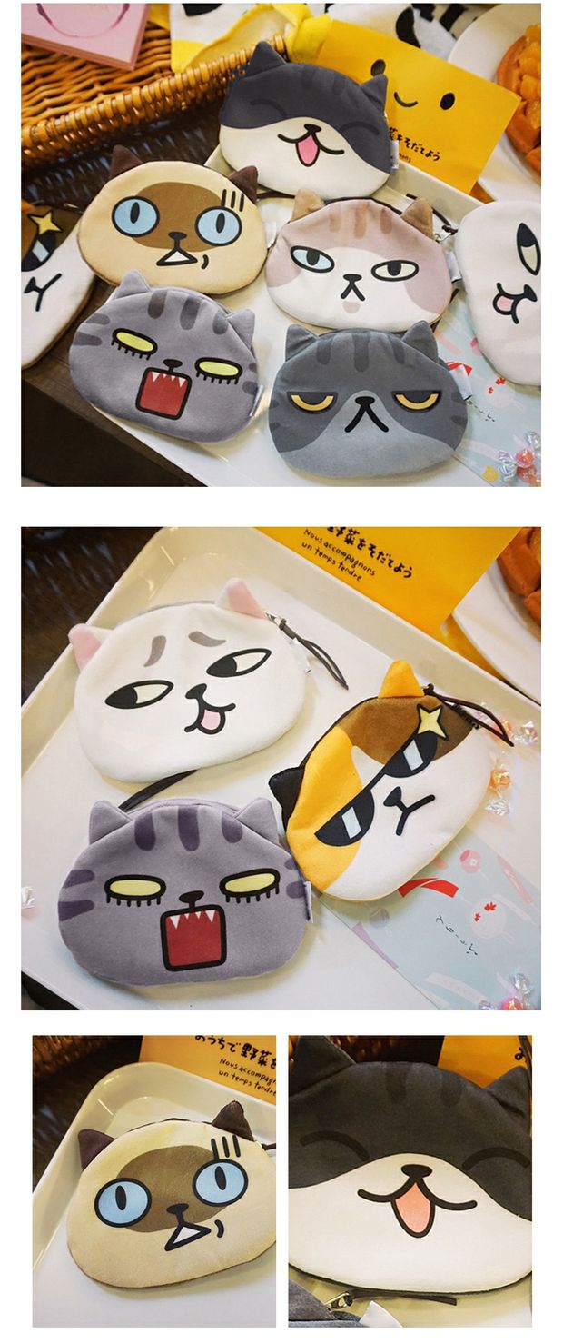 Hàn Quốc dễ thương phim hoạt hình Nhật Bản mèo in mềm em gái nhỏ Harajuku nhỏ túi lưu trữ túi tiền xu ví ví dior