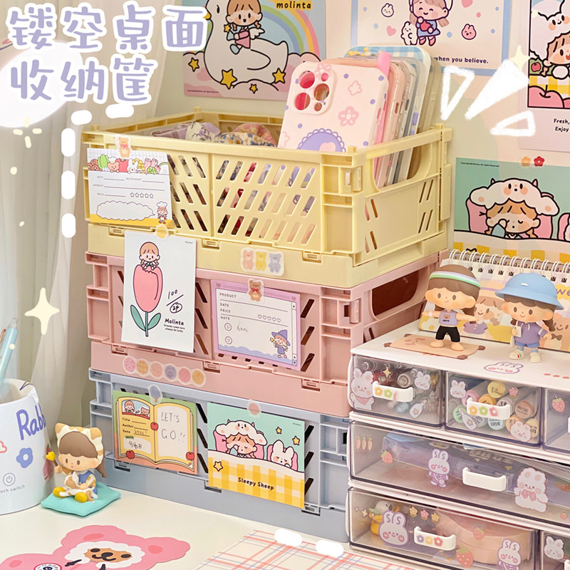 ins minimalist desktop folding containing box student debris snacks Toy Finishing Containing Box Dormitory Divine Instrumental Basket