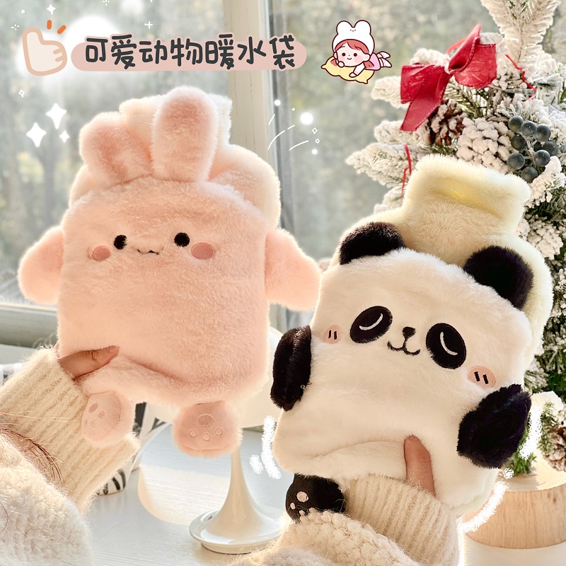 Winter hot water bags Students warm hands Furry And Cute Cartoon Explosion Proof Meddling plush Water Water Warm Water Bag Girls-Taobao