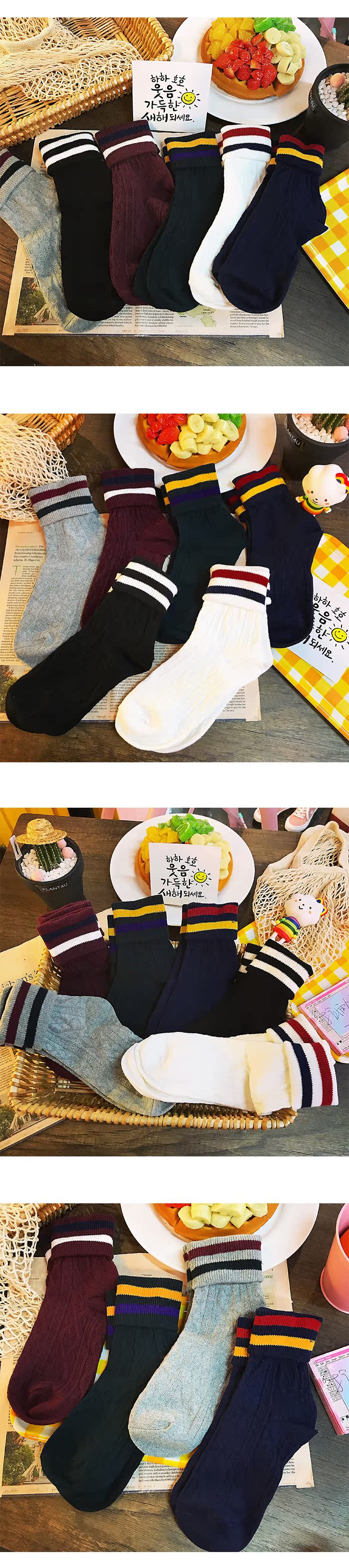 Phiên bản Hàn Quốc của vớ sọc sọc vớ vớ cotton dài vớ mùa thu và mùa đông ấm áp thể thao ống vớ vớ nữ sinh viên hoang dã quần tất nữ mùa đông