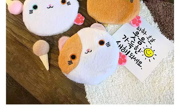 Nhật Bản dễ thương phim hoạt hình mèo con sang trọng Harajuku lưu trữ ví nhỏ lưu trữ mini xách tay ví tiền clutch nam