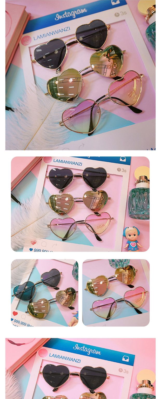 Phiên bản Hàn Quốc của thời trang sáng tạo dễ thương trái tim retro tình yêu mát mẻ mùa hè kính mát mùa hè kính râm trong suốt màu đỏ gọng kính nam