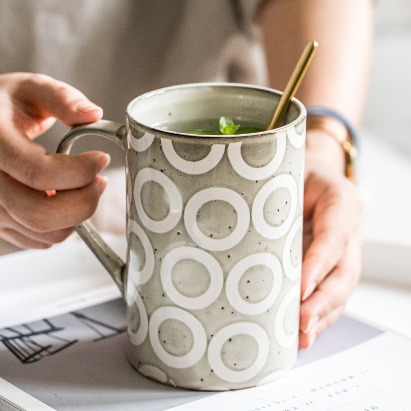 Glass ceramic contracted household cup keller cup hand - made of high - capacity breakfast cup milk cup office
