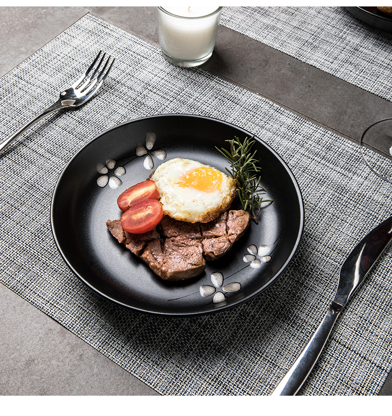 Steak knife and fork suit household continental plate composite ceramic disc beefsteak breakfast tray