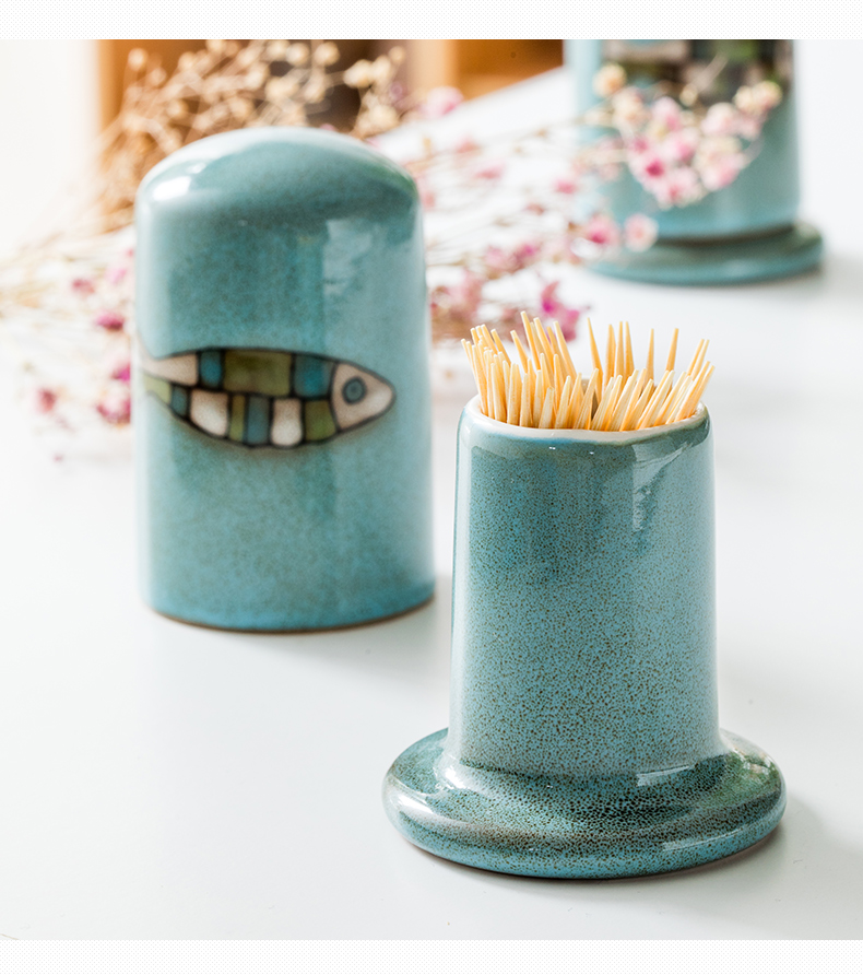 Porcelain creative toothpicks can leisurely domestic cartoon toothpick box contracted fashion toothpick bucket of ceramic European - style toothpicks extinguishers