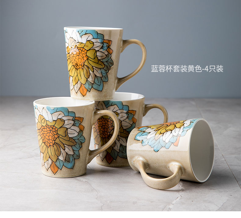 Household glass set four family sitting room ceramic keller cup water suits for Chinese tea set