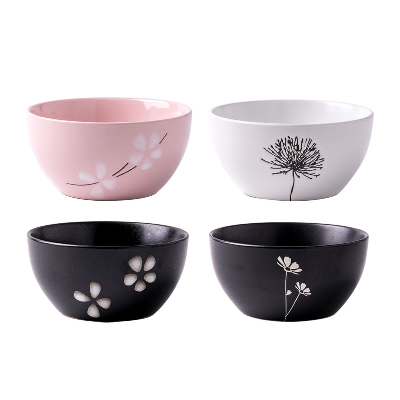 Youcci porcelain leisurely 5 inches Japanese ceramic bowl set 4 only combination of household ceramic bowl of rice bowl for dinner