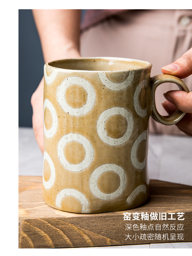 Glass ceramic contracted household cup keller cup hand - made of high - capacity breakfast cup milk cup office