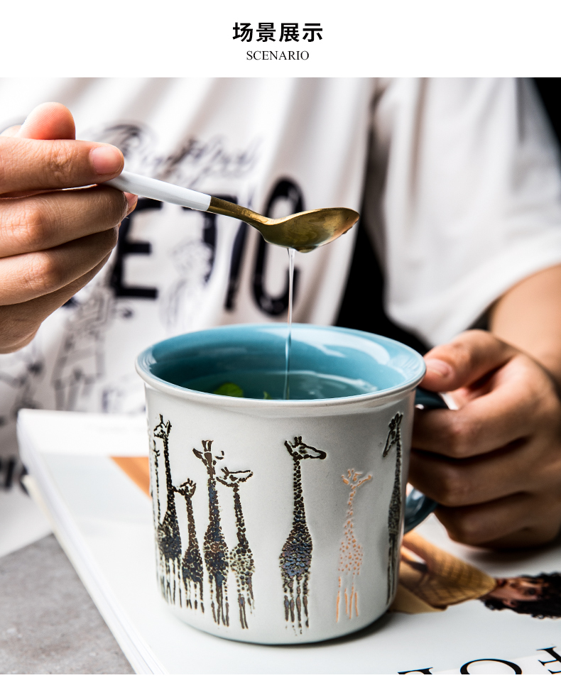 Creative lovely glass ceramic cup keller cartoon lovers a cup of milk a cup of coffee cup tea cup