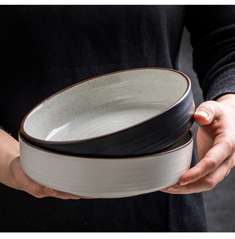 Nordic ceramic dish bowl of creative move white soup bowl household thread 7 inches round bowl photos fruit salad bowl
