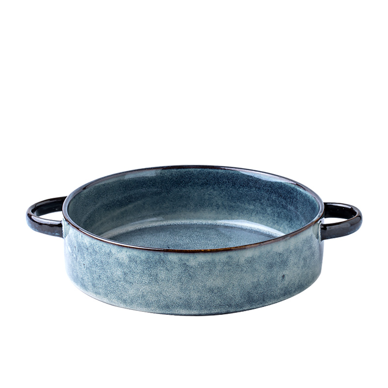 This porcelain creative ears ceramic plate western soup plate deep dish household food dish dish ins retro bowl dish for breakfast