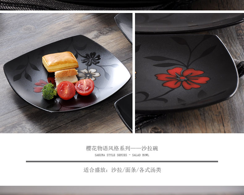 Cherry Blossom Story Dao kéo Set Tấm gốm sáng tạo Tấm bít tết Tấm ăn tối Phong cách Nhật Bản Nhỏ Rice Rice Salad Salad - Đồ ăn tối khay đựng đồ ăn dặm cho bé