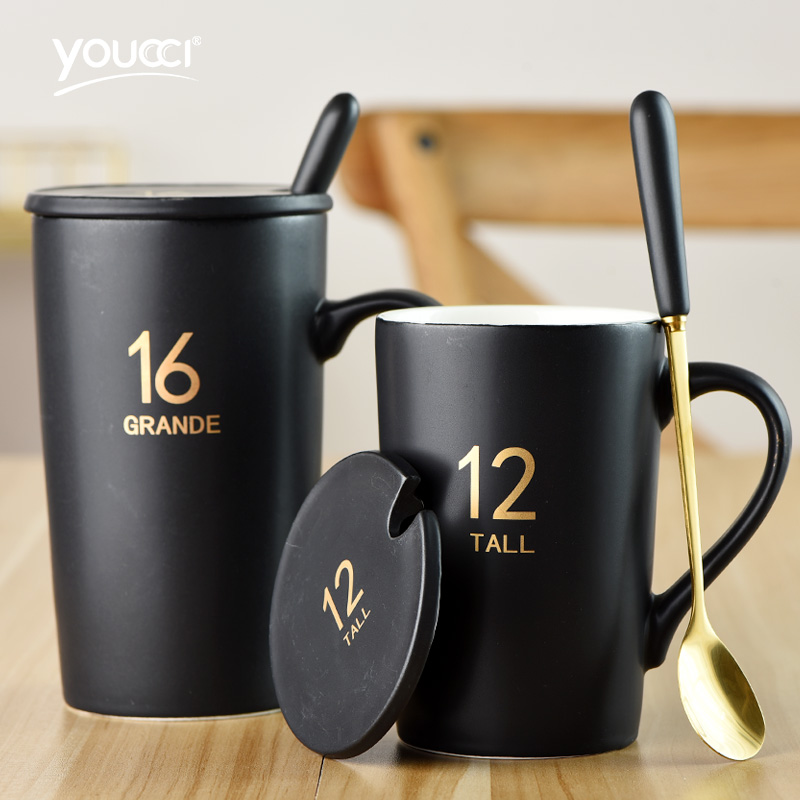 Youcci ceramics creative high - capacity ceramic cup office leisurely cup couples to customise cup mark cup with a spoon