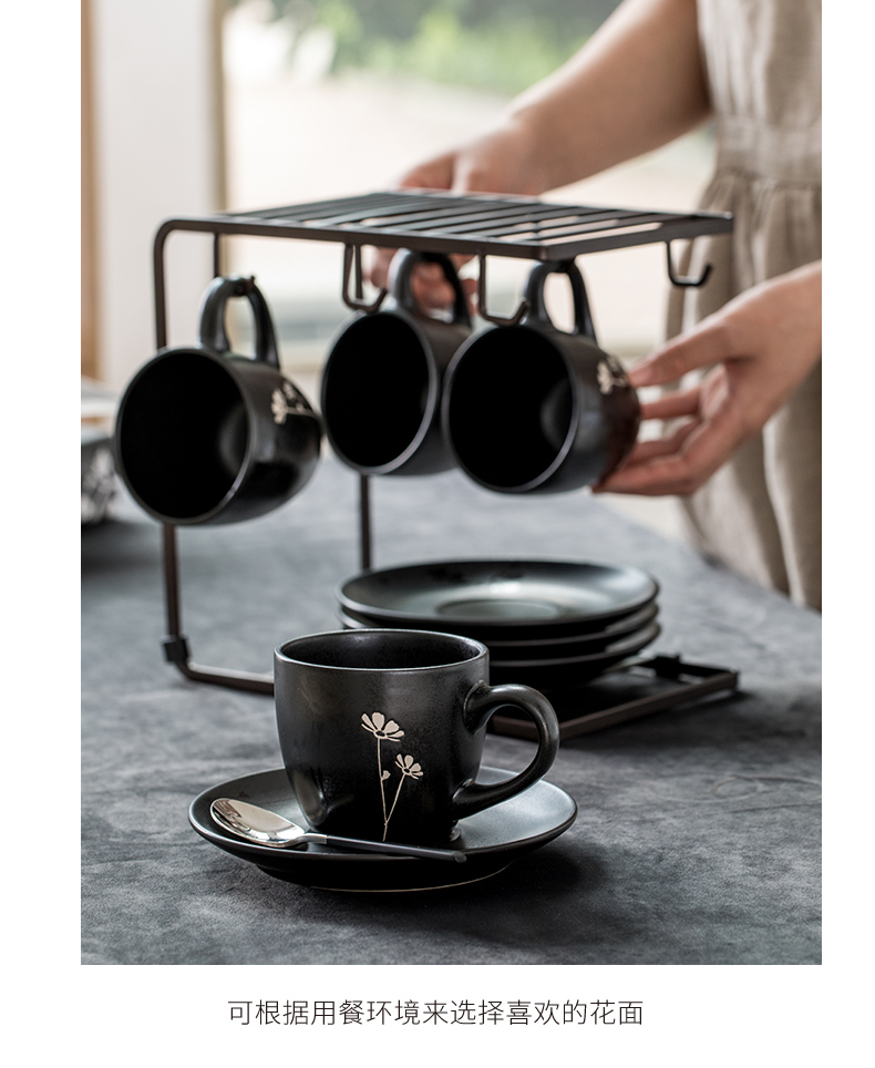 Bộ tách cà phê gốm sáng tạo Bộ cà phê Nhật Bản hộ gia đình 6 món đặt bộ tách trà chiều với chén đĩa - Cà phê bình pha cà phê cold brew