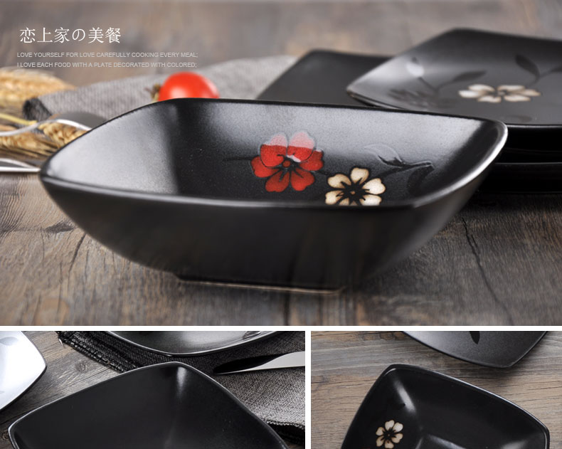 Cherry Blossom Story Dao kéo Set Tấm gốm sáng tạo Tấm bít tết Tấm ăn tối Phong cách Nhật Bản Nhỏ Rice Rice Salad Salad - Đồ ăn tối khay đựng đồ ăn dặm cho bé