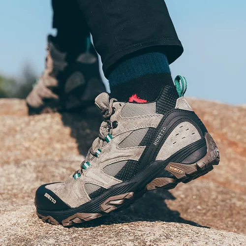 Демисезонная износостойкая удерживающая тепло обувь для скалозалания, внедорожные высокие сапоги подходит для пеших прогулок, из натуральной кожи